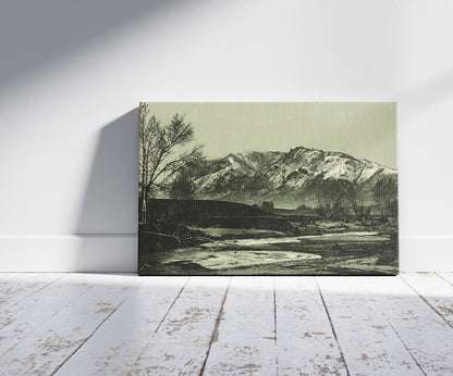 A picture of Cheyenne Mountain, a mockup of the print leaning against a wall