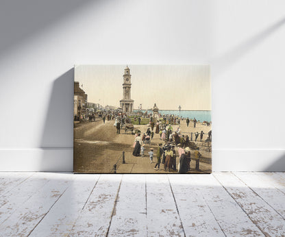 A picture of Clock tower, Herne Bay, England, a mockup of the print leaning against a wall