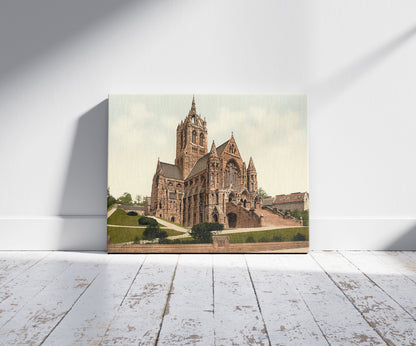 A picture of Coates Memorial Church, Paisley, Scotland, a mockup of the print leaning against a wall