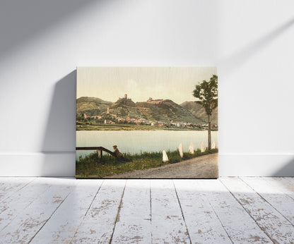 A picture of Cobern (i.e. Kobern), valley of, Moselle, Germany, a mockup of the print leaning against a wall