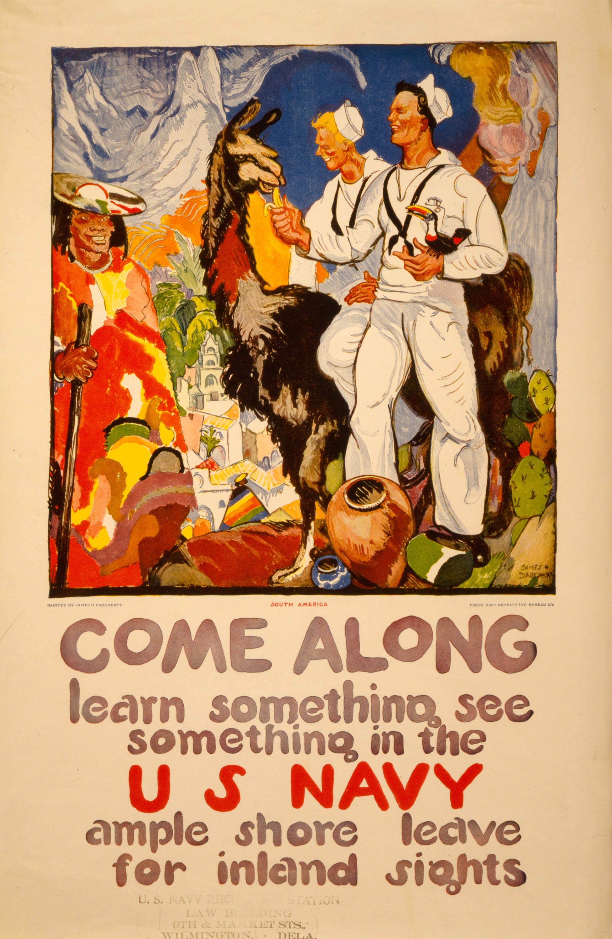 A picture of Come along - learn something, see something in the U.S. Navy Ample shore leave for inland sights /