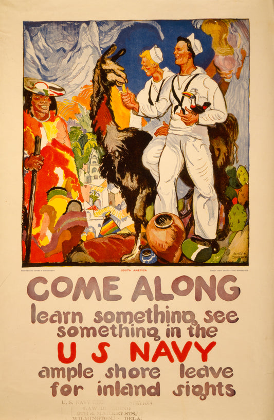 A picture of Come along - learn something, see something in the U.S. Navy Ample shore leave for inland sights /