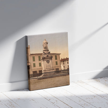 A picture of Como, Volta Monument, Lake Como, Italy, a mockup of the print leaning against a wall