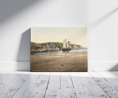 A picture of Compass Point, Bude, Cornwall, England, a mockup of the print leaning against a wall