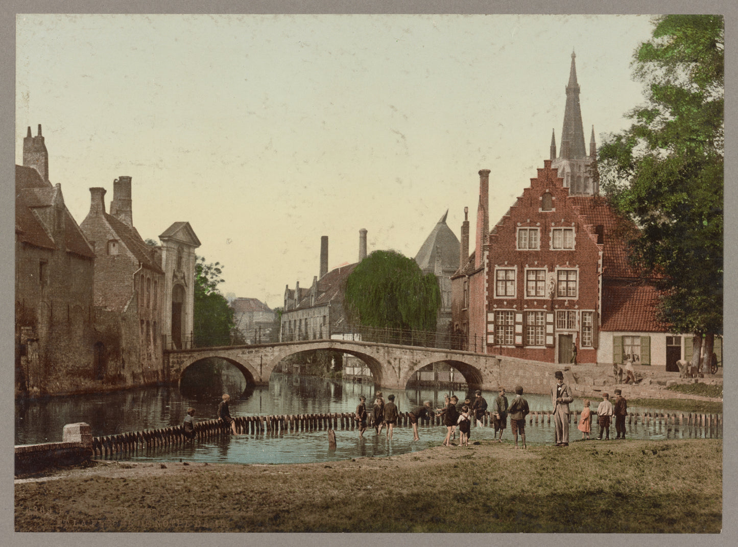 A picture of Convent Bridge and spire of Notre-Dame, Bruges, Belgium