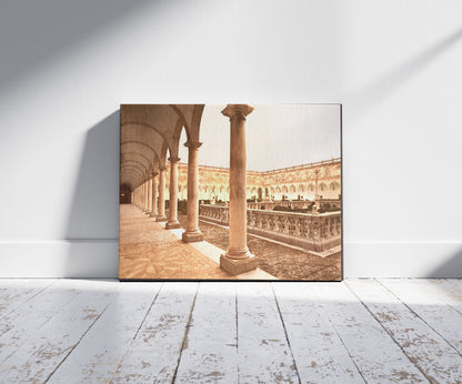 A picture of Convent of San Martino, with burying ground, Naples, Italy, a mockup of the print leaning against a wall