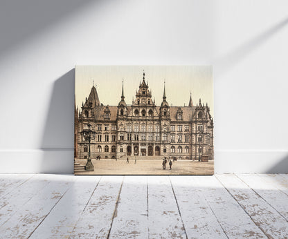 A picture of Court House, Wiesbaden, Hesse-Nassau, Germany, a mockup of the print leaning against a wall