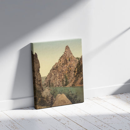 A picture of Curricanti Needle, a mockup of the print leaning against a wall