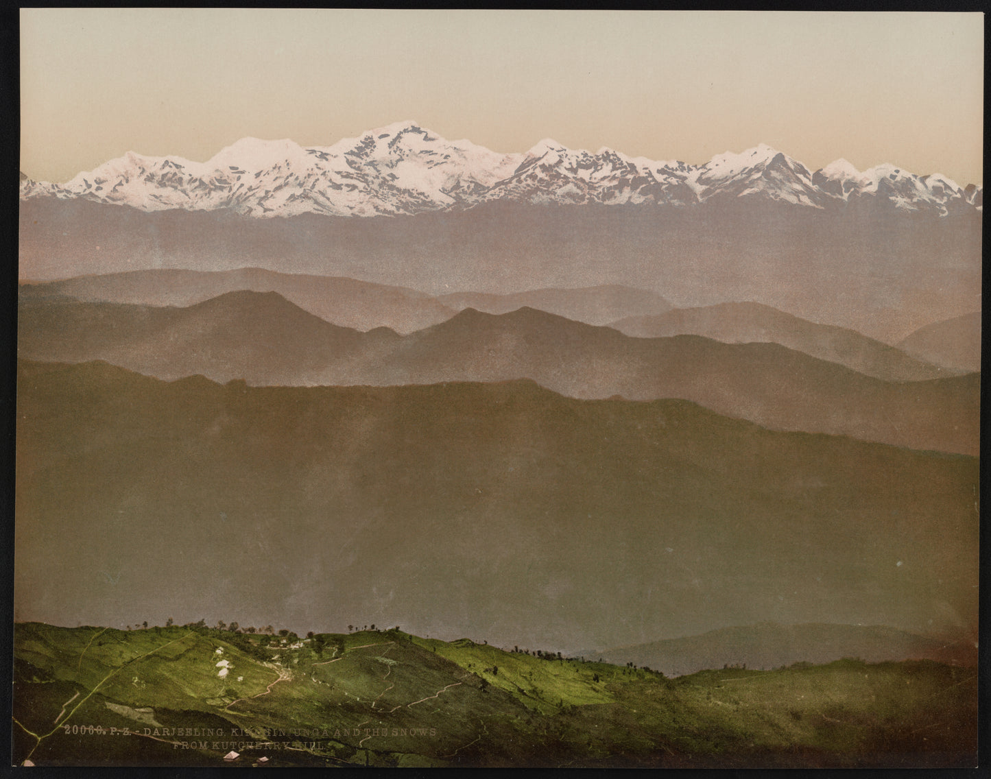 A picture of Darjeeling. Kinchinjunga and the snows from Kutcherry Hill