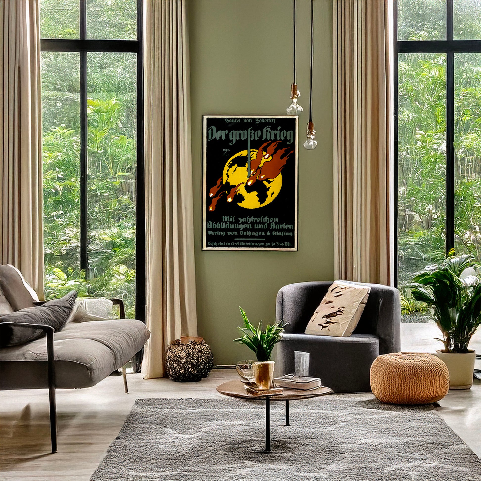 A picture of Der grosse Krieg, von Hanns von Zobeltitz, mit zahlreichen Abbildungen und Karten ..., a mockup of the print leaning against a wall
