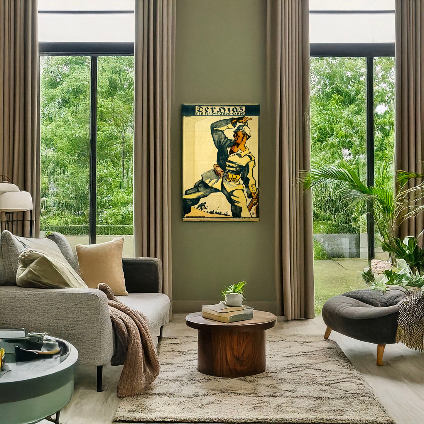 A picture of Der Hias, ein feldgraues Spiel, a mockup of the print leaning against a wall