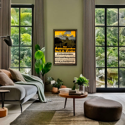 A picture of Der Schützengraben im k.k. Prater ..., a mockup of the print leaning against a wall