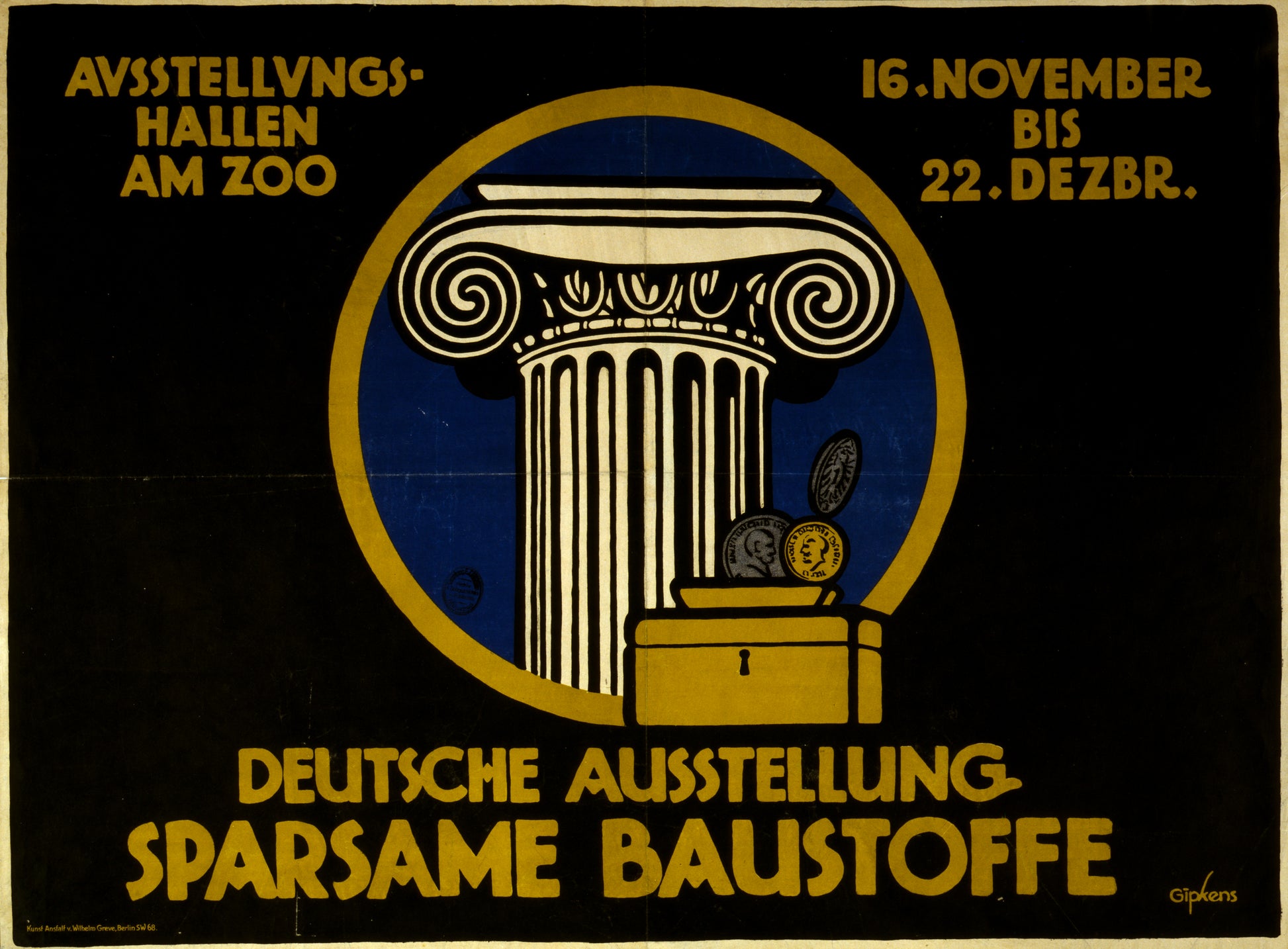 A picture of Deutsche Ausstellung, Sparsame Baustoffe. Ausstellungshallen am Zoo, 16. November bis 22 Dezbr.