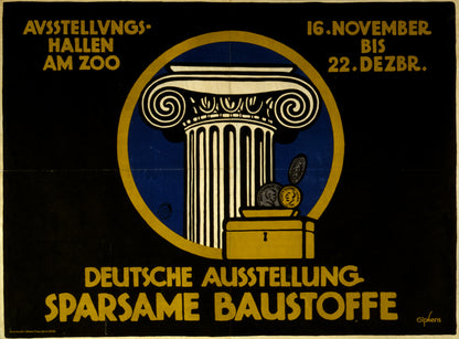 A picture of Deutsche Ausstellung, Sparsame Baustoffe. Ausstellungshallen am Zoo, 16. November bis 22 Dezbr.