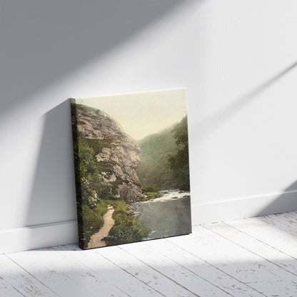 A picture of Dovedale, Lion Rock, Derbyshire, England, a mockup of the print leaning against a wall