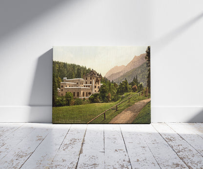 A picture of Ducal Castel, Hinteriss, Upper Bavaria, Germany, a mockup of the print leaning against a wall