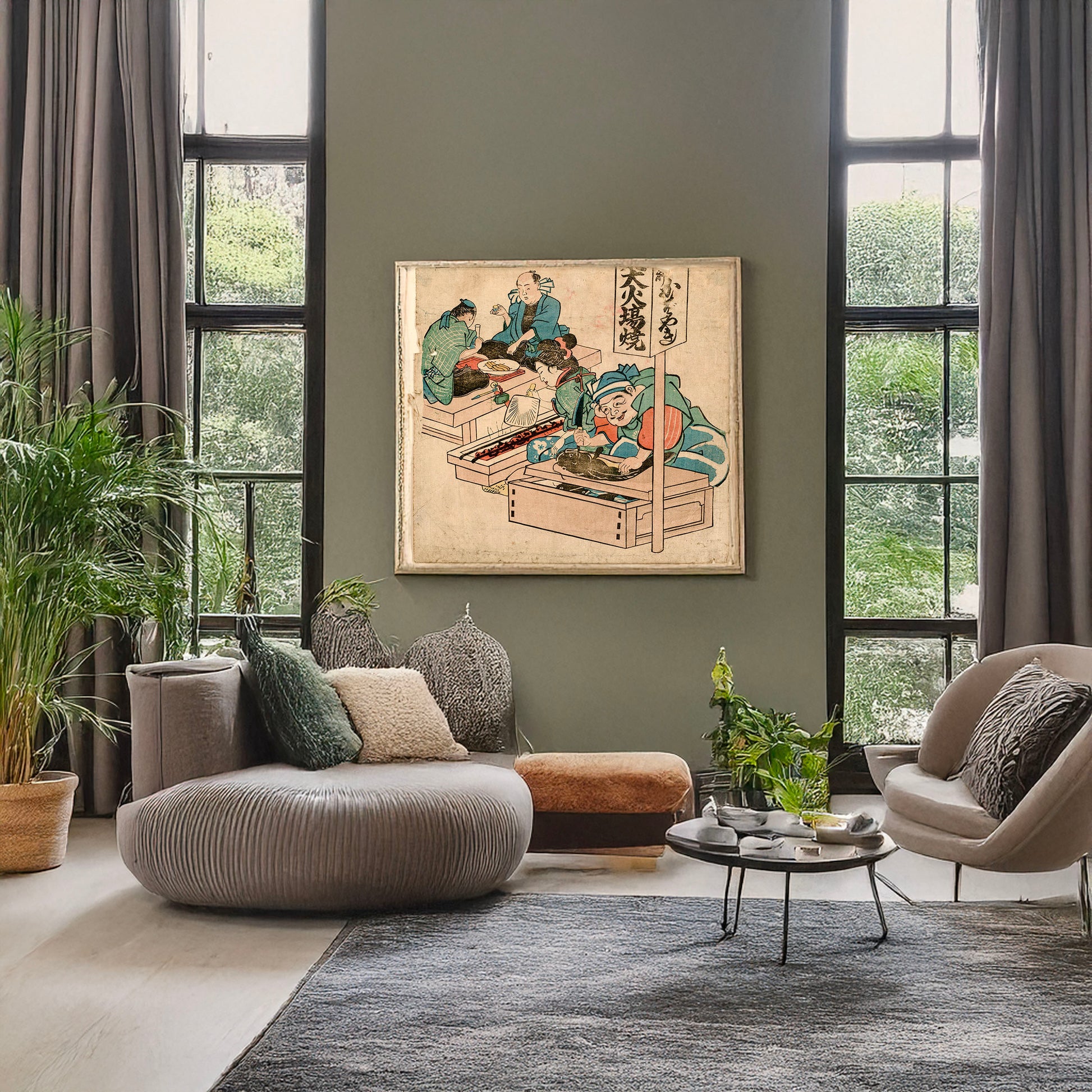A picture of Ebisu no namazuya, a mockup of the print leaning against a wall