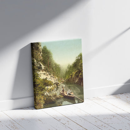 A picture of Edmunds Klamm, Bohemian Switzerland, Bohemia, Austro-Hungary, a mockup of the print leaning against a wall
