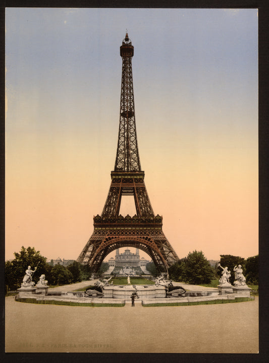 A picture of Eiffel Tower, full-view, looking toward the Palais du Trocadéro, Paris, France