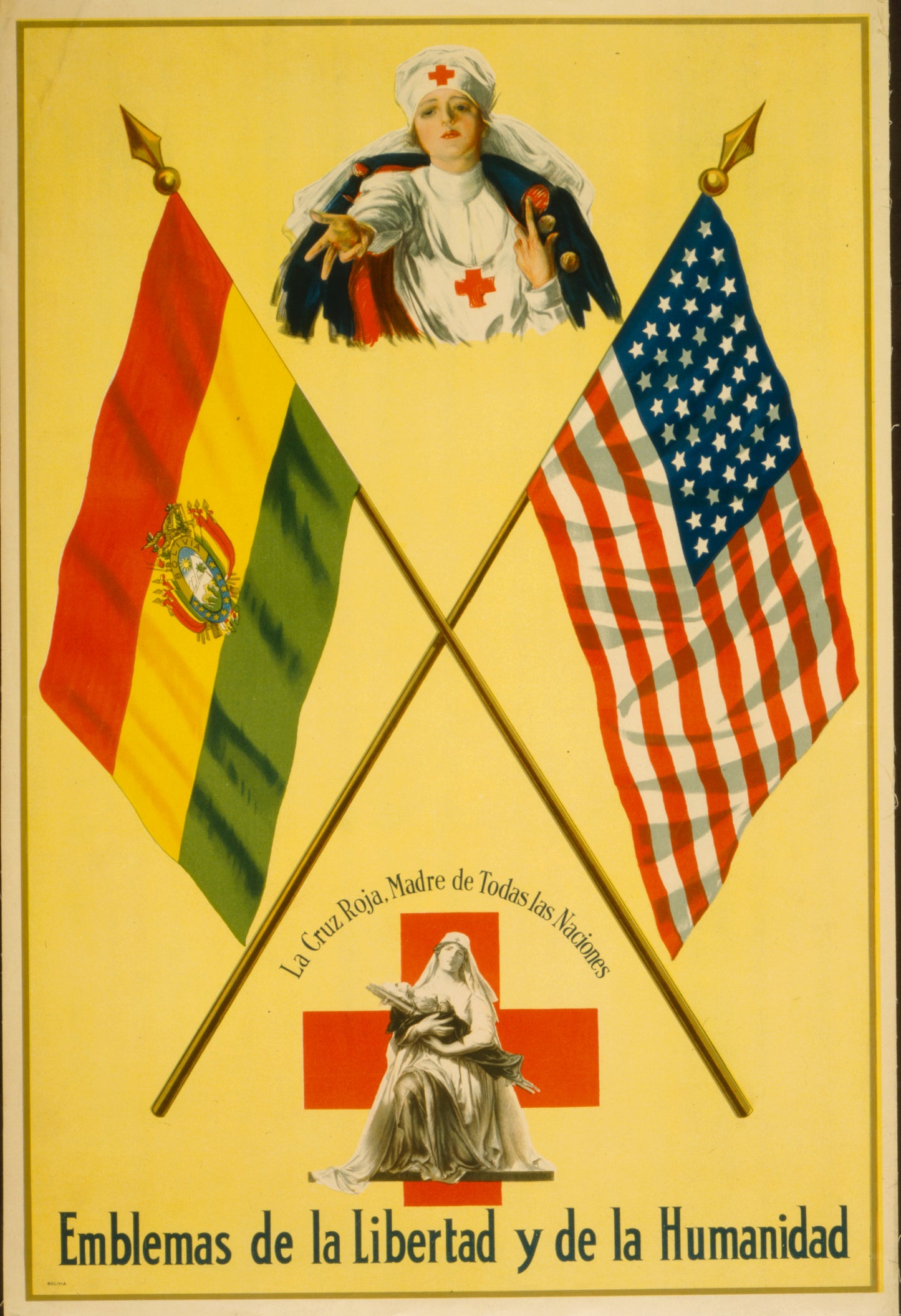 A picture of Emblemas de la libertad y de la humanidad La Cruz Roja, Madre de todas las naciones.