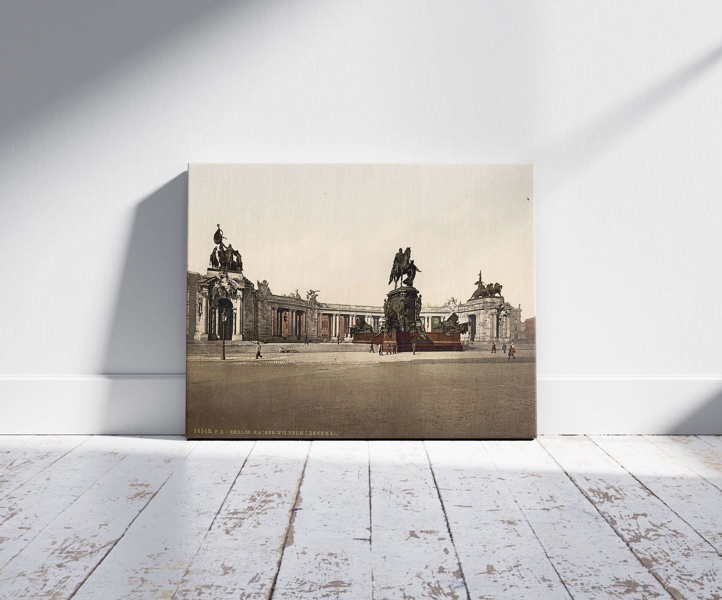 A picture of Emperor William I. Monument, general view, Berlin, Germany, a mockup of the print leaning against a wall