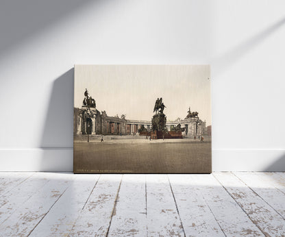 A picture of Emperor William I. Monument, general view, Berlin, Germany, a mockup of the print leaning against a wall