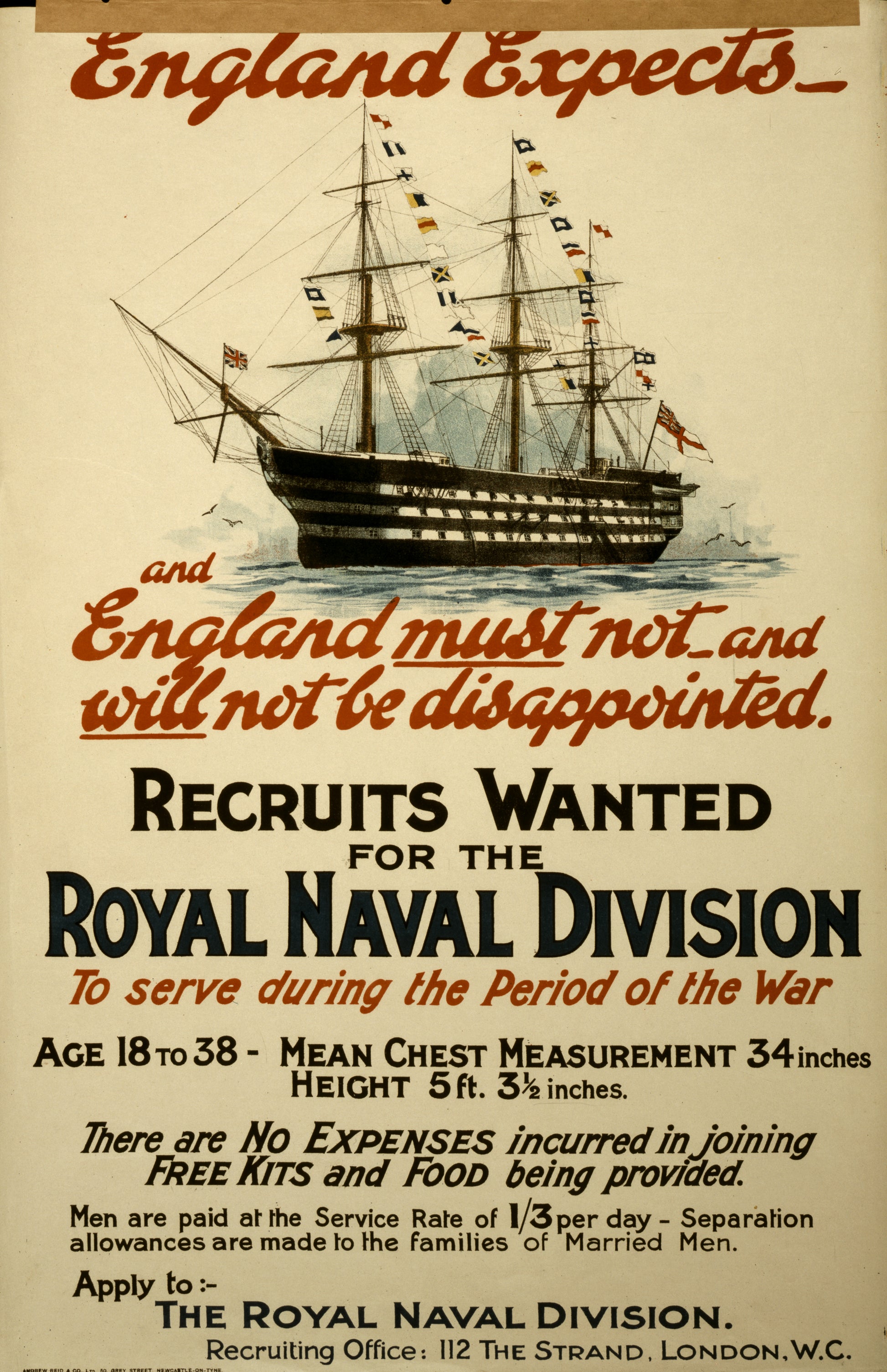 A picture of England expects - and England must not and will not be disappointed. Recruits wanted for the Royal Naval Division ...