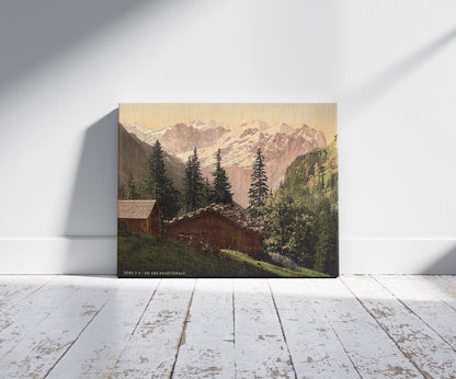 A picture of Engstlenalp (a near view), Unterwald, Switzerland, a mockup of the print leaning against a wall
