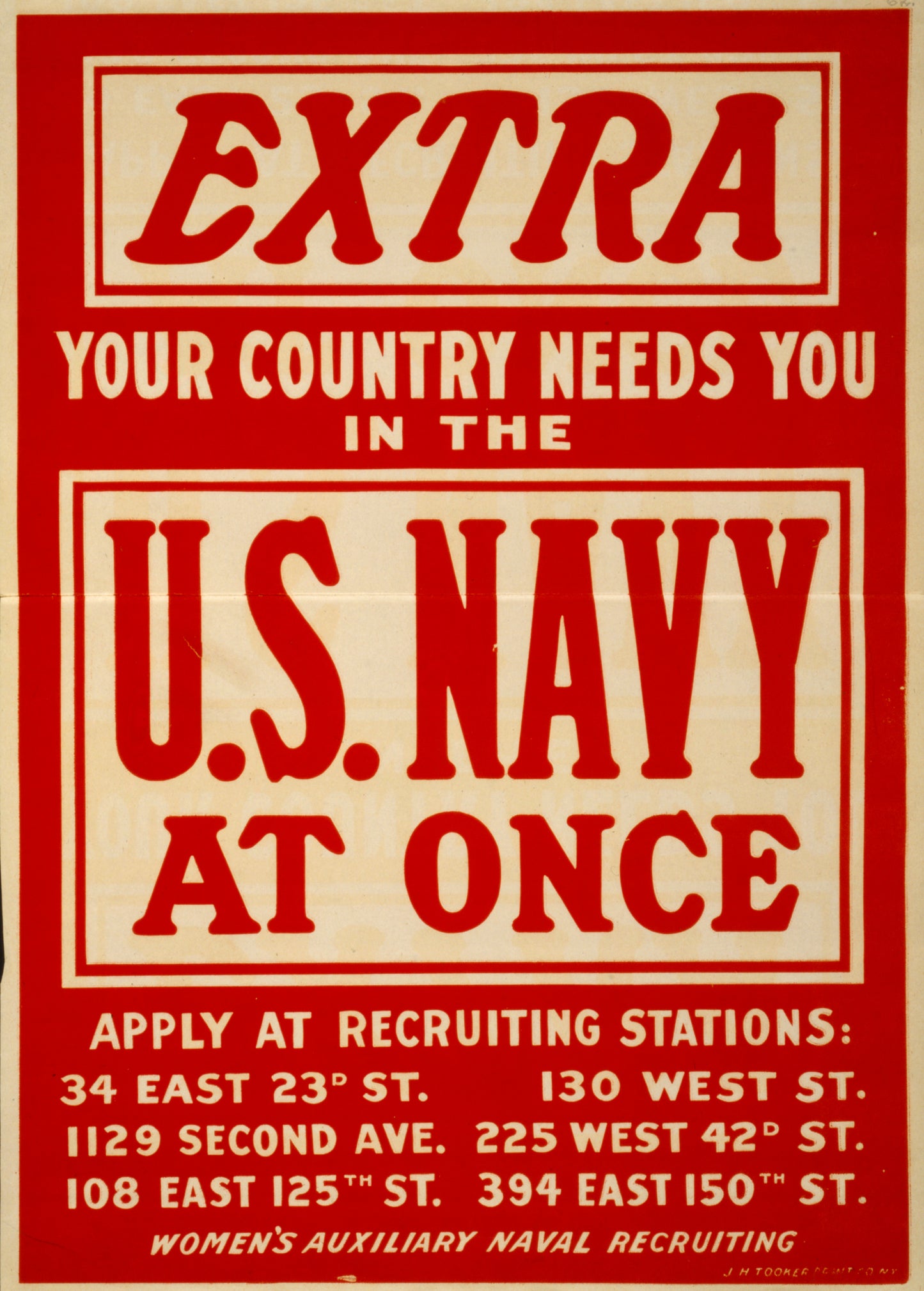 A picture of Extra--Your country needs you in the U.S. Navy at once Women's Auxiliary Naval Recruiting /