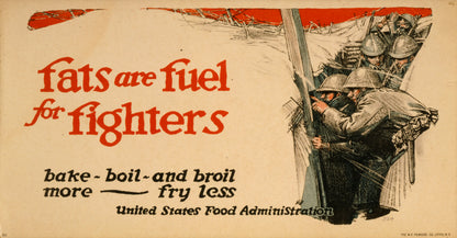 A picture of Fats are fuel for fighters Bake, boil, and broil more - fry less.