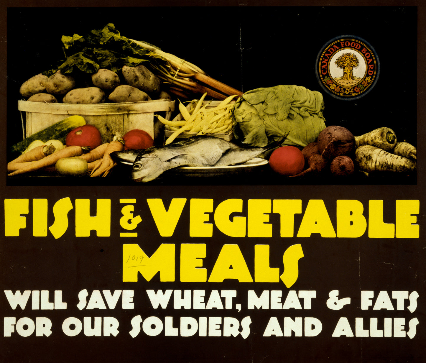 A picture of Fish & vegetable meals will save wheat, meat & fats for our soldiers and allies