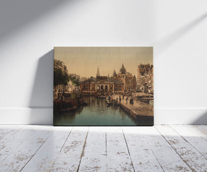 A picture of Fishmarket and bourse (i.e. weighing house), Amsterdam, Holland