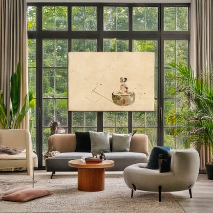 A picture of Flower or vegetable in a flowerpot, a mockup of the print leaning against a wall