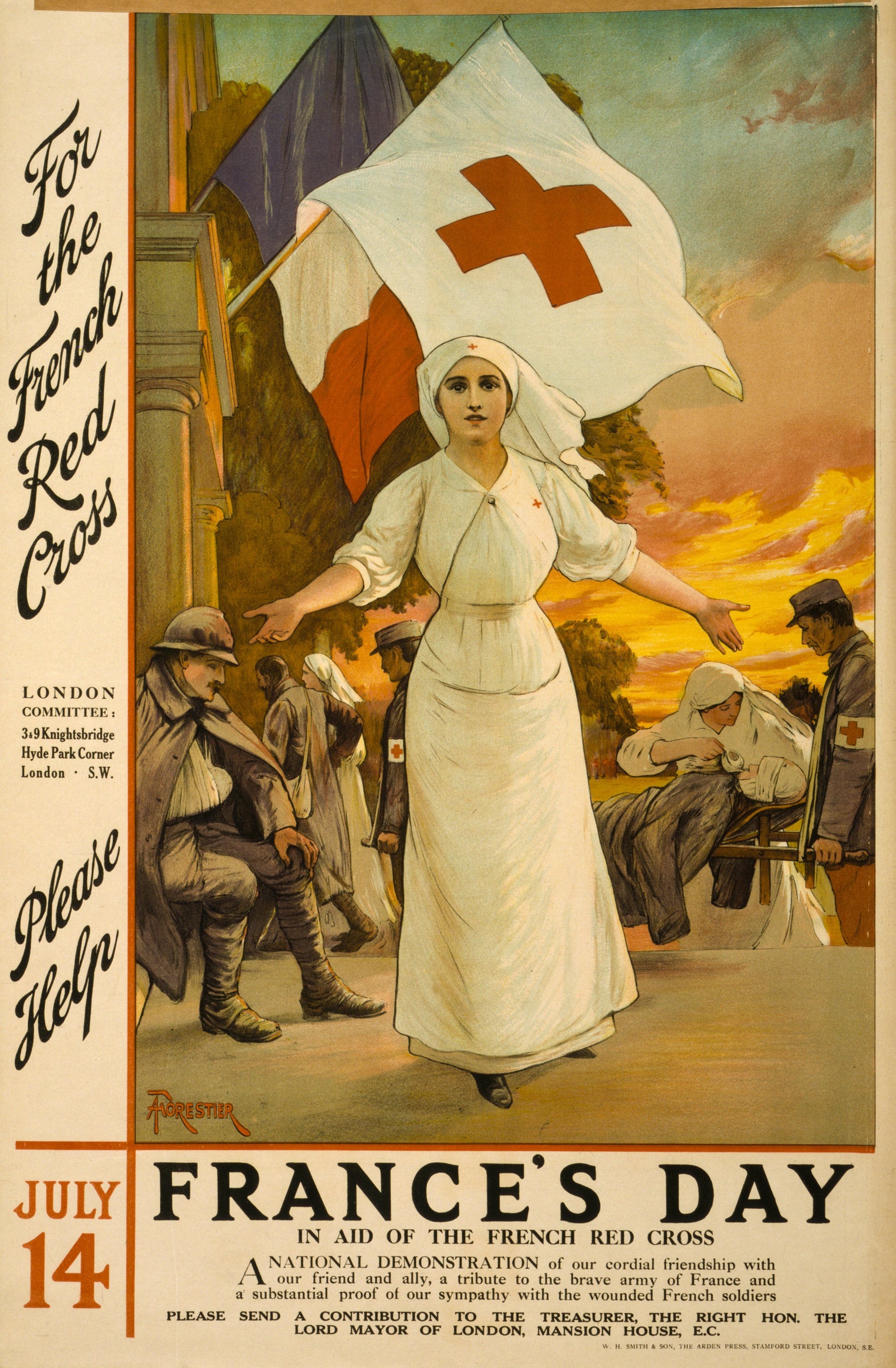 A picture of For the French Red Cross. Please help. July 14. France's day, in aid of the French Red Cross