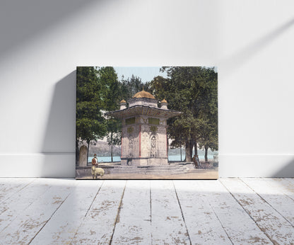 A picture of Fountain, Constantinople, Turkey, a mockup of the print leaning against a wall