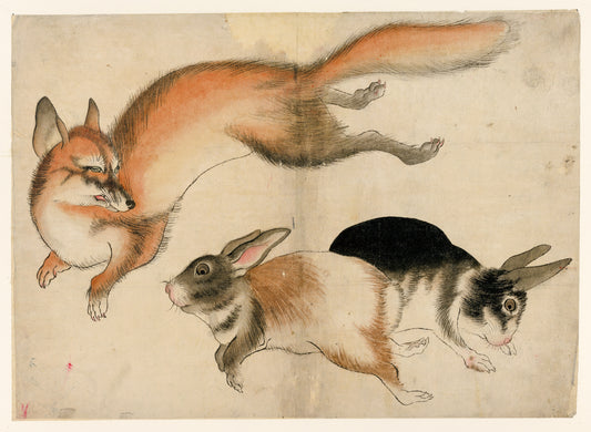 A picture of Fox and two hares