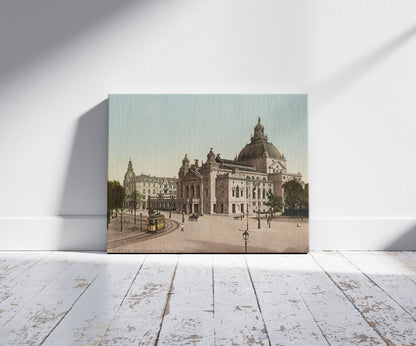 A picture of Frankfurt. A/M. Neues Schauspielhaus, a mockup of the print leaning against a wall