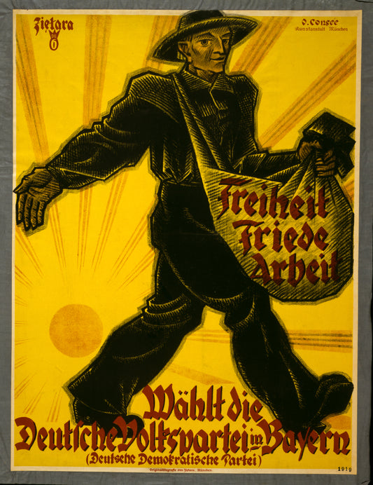 A picture of Freiheit, Friede, Arbeit. Wählt die Deutsche Volkspartei in Bayern