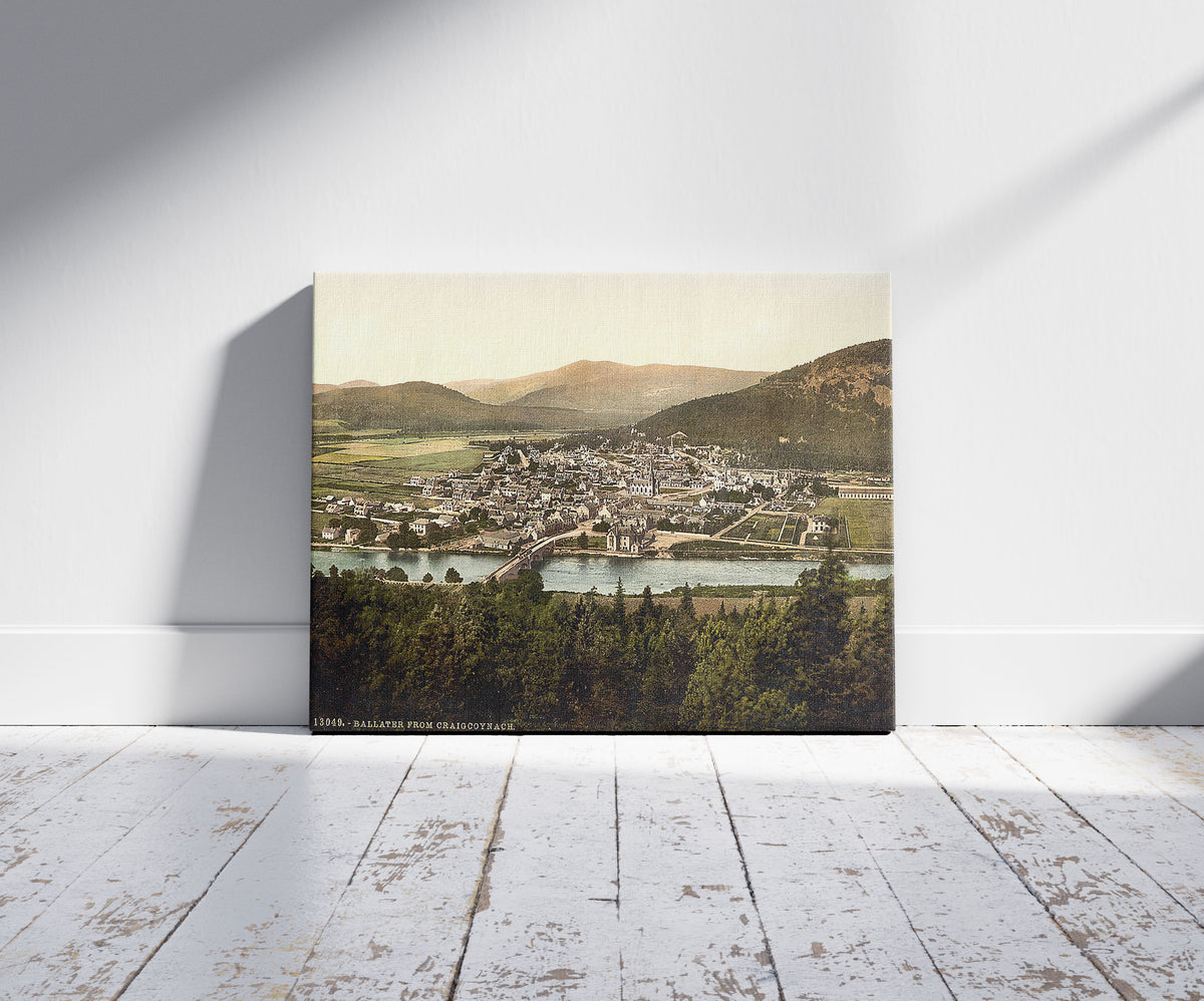 A picture of From Craigcoynach, Ballater, Scotland, a mockup of the print leaning against a wall
