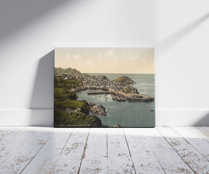A picture of From Hillsborough, Ilfracombe, England, a mockup of the print leaning against a wall