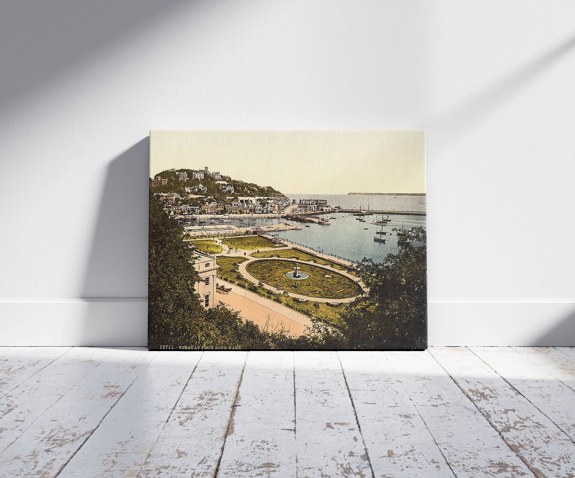 A picture of From Rock Walk, Torquay, England, a mockup of the print leaning against a wall