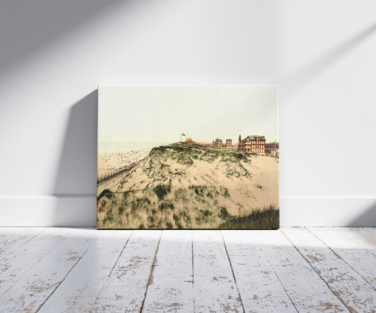 A picture of From the dunes, Westerland, Sylt, Schleswig-Holstein, Germany, a mockup of the print leaning against a wall