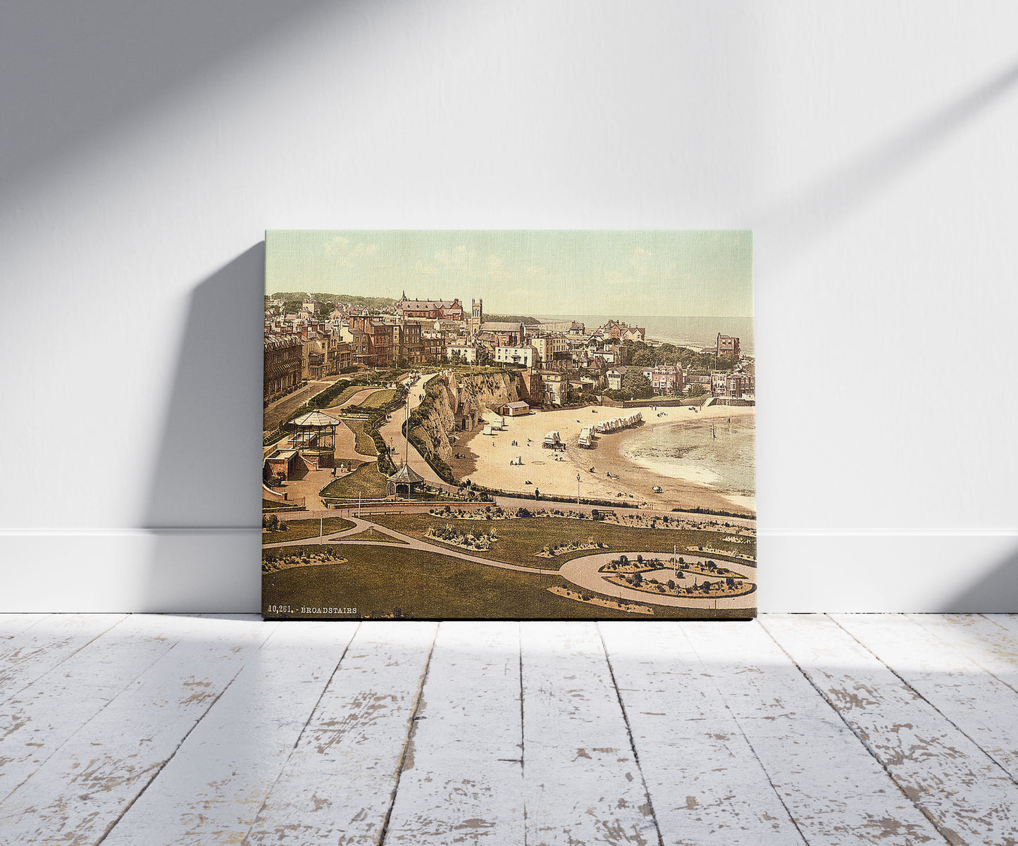 A picture of From the gardens, Broadstairs, England, a mockup of the print leaning against a wall