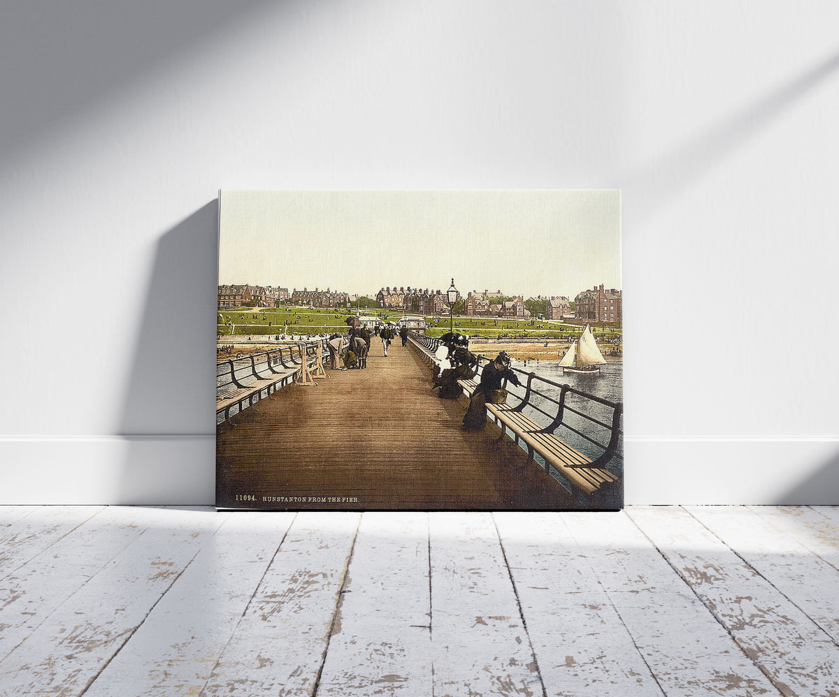 A picture of From the pier, New Hunstanton, England, a mockup of the print leaning against a wall