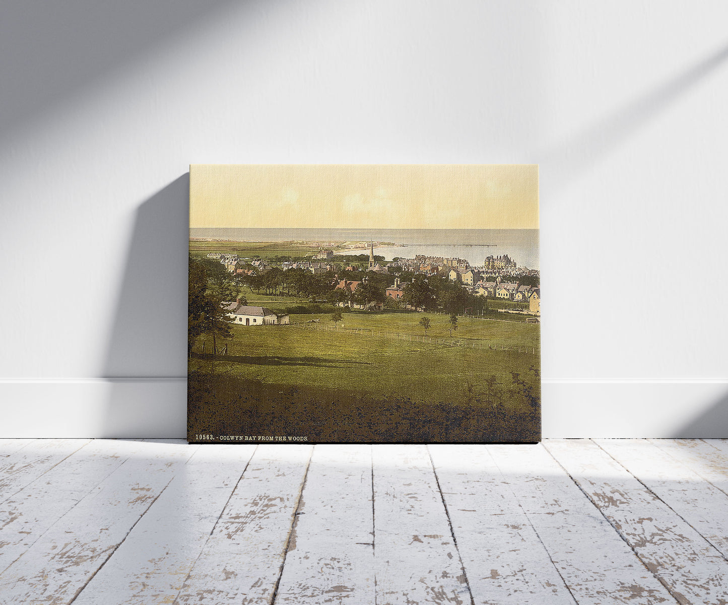 A picture of From the woods, Colwyn Bay, Wales, a mockup of the print leaning against a wall