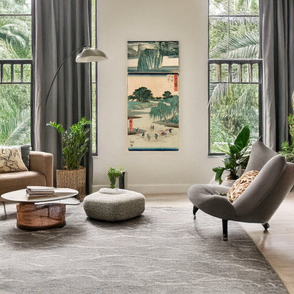 A picture of Fujieda, a mockup of the print leaning against a wall