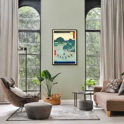 A picture of Fujieda, a mockup of the print leaning against a wall