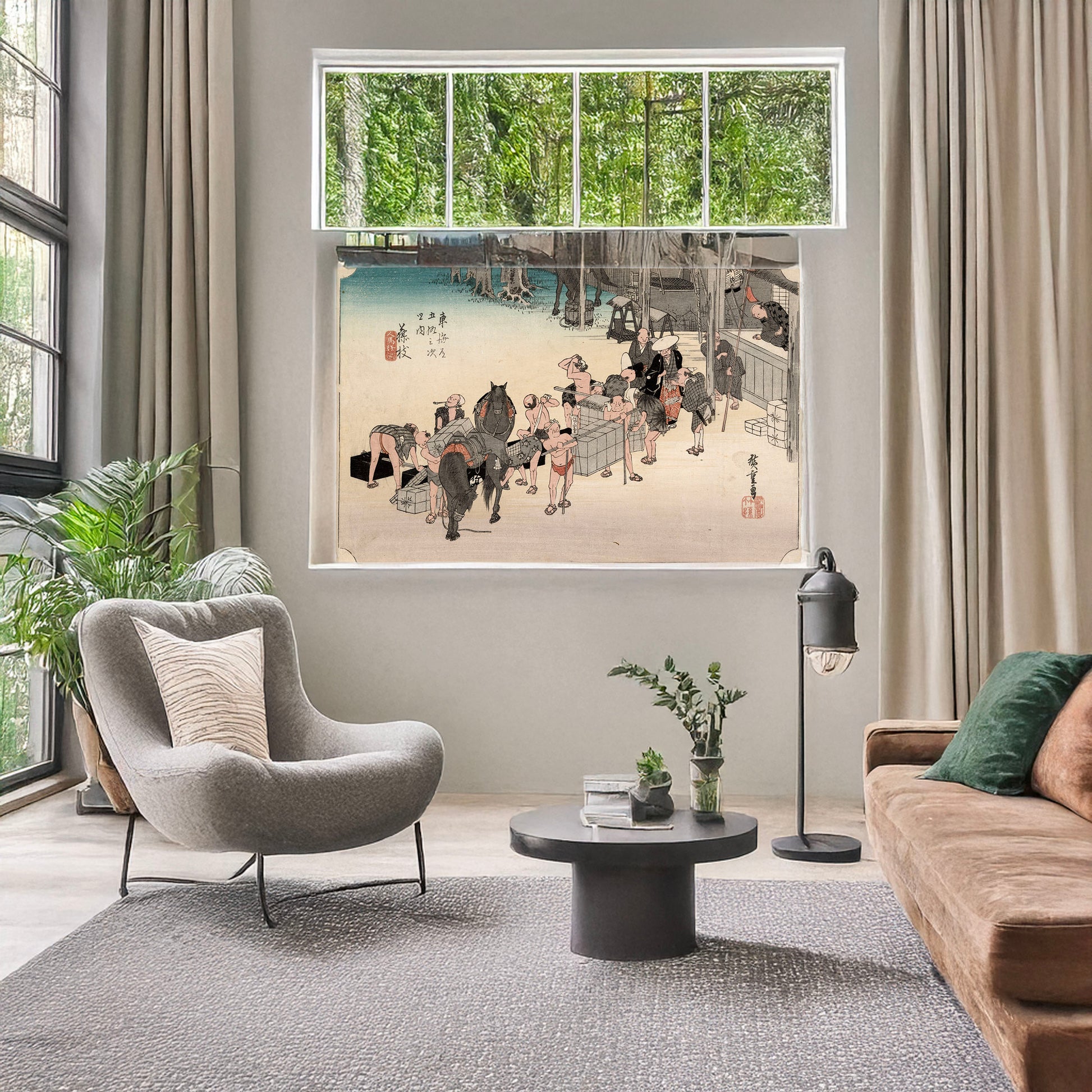 A picture of Fujieda, a mockup of the print leaning against a wall