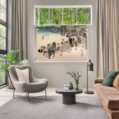 A picture of Fujieda, a mockup of the print leaning against a wall