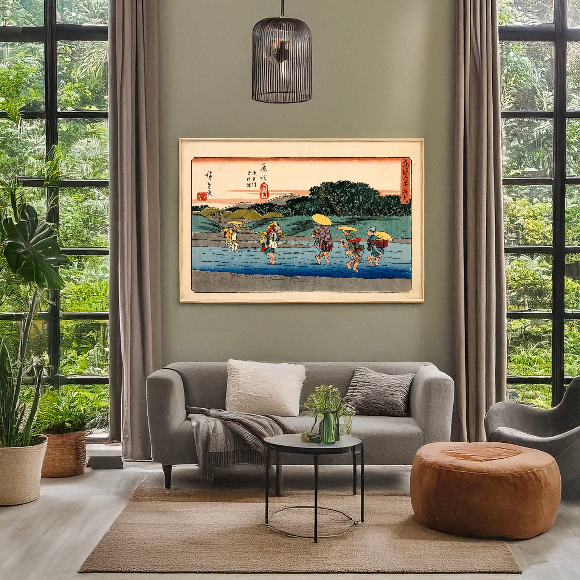 A picture of Fujieda, a mockup of the print leaning against a wall